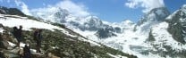 quickly stiched together panorama looking up towards pt de zinal with the obergabelhorn to the left and dent blanche to right.