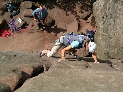 Sian taking it easy on Captain Lethargy (HVD) at the Roaches  © Sian