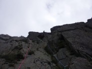 Phil just after the crux on Horned Crag