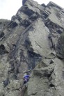 Climber Gareth T., Roaring Meg, Fairhead, N. Ireland