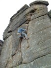 Russ getting snowed on - Right Unconquerable, Stanage