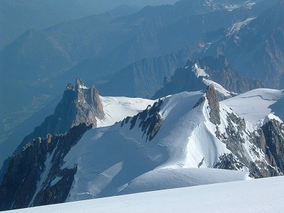 Aguille du midi, from Mont Blanc summit  © Dave Allen