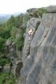 Rick on North Climb (HVDiff), Froggatt - the left-hand arete variation? Sunset Slab is to the right