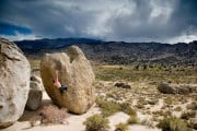 Approaching Storm: TimS Searches for Soul Slinger V9.  Owens River Valley, California.<br>© ChrisJD
