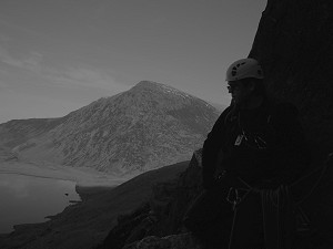 Josh at the last belay of The Ordinary Route, Idwal Slabs  © Steve W