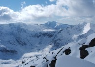 Glyder Fawr and Y Garn with the Snowdon Range in the background