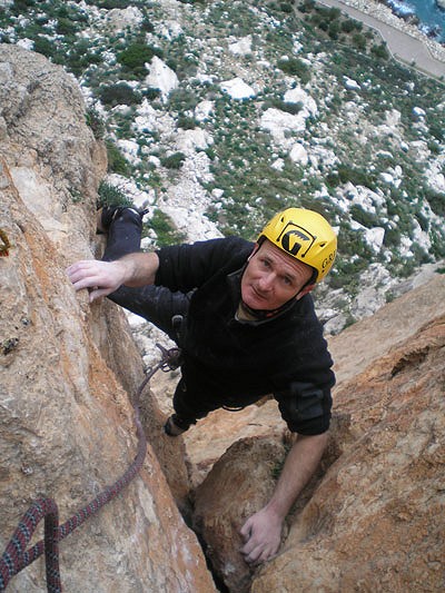 Mick Ryan climbing on the Peñon de Ifach on the Costa Blanca