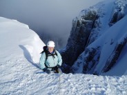 Alison topping out No3 Gully, Ben Nevis