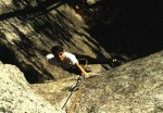 Sean Cassidy on his own route Andismo 5.10c Columbus Wall NS Canada