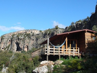 civilisation: campsite chalet and crag, Geyikbayiri, Turkey  © tobyfk