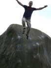 Incoming! - a jump from the lone boulder - Stanage Plantation
