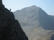 Alex finishing Horned Crag Route