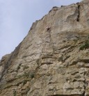 Climbing Gaze Of The Gorgon on Portland, and getting very tired at the top!