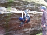 Mike Bouldering at the Brimham Meet