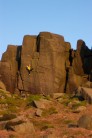 Unknown climber soloing The Boggart E3 6a, Burbage South
