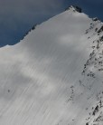 Skiing down Lenzspitze - view from Nadelhorn ridge