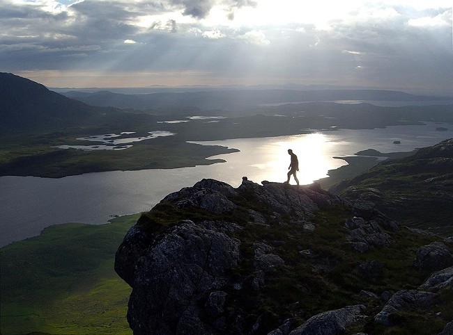 Evening view from the top of Carnmore Crag after finishing Fionn Buttress  © Bob M