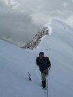 Leading my rope back down the Weissmies Summit Ridge