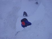Approaching the Cornice on the Forgotten Twin on Aonach Mor.