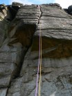 Nearing the top - having moved that Cam how many times. Robin Hood's Right Hand Buttress Direct HS4a (Stanage Popular)