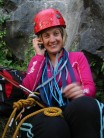 Elinor phones a friend (Darren) after dropping her belay device on Lunchtime Ledge, Avon Gorge