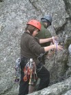 Swapping over at belay 2 Mike to lead the 3rd pitch