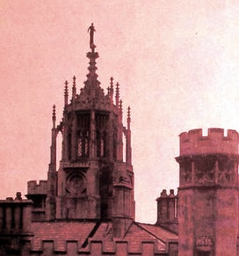 Nares Craig atop the Wedding Cake of New Court, St John's in 1937 from The Night Climbers of Cambridge  © The Night Climbers of Cambridge