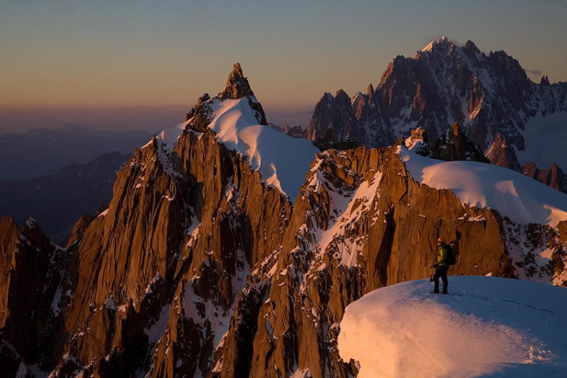 Sunset over the Aiguille du Plan and Dru and Verte in the far background  © Jonathan Griffith