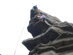 The outrageous Shylock Finish (VS 5a) to Route 1 at Dovestone Tor