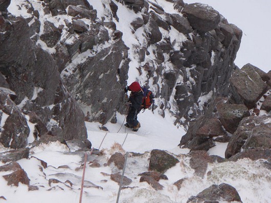 Andy C on the top pitch of Red Gully - Coire an t'Sneachda  © Rich A-Wilkes