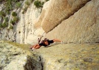 Jose on the Hong Variation(5.11c) of McCarthy West Face.