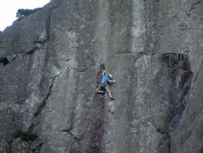 George Ullrich on Impact Day E8/9 6c, Pavey Ark, Lake Distirct  © George Ullrich collection