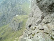 Punster's Crack (S), North Peak of The Cobbler. Looking from 2nd to 1st stance.