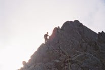 'ET climbs Home' across the top ridge of Table Route on Cader Idris (as portrayed by Harry R)