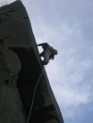 Phil Tinning on Pinnacle Face VS 4c. Crag Lough on The Roman Wall.