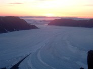Sunrise from camp above the Belcher Glacier, Devon Island, Nunavut, Canada.