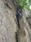 Catford Climber high on Great Harry, VS, Lawrencefield