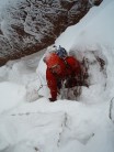 Toping out on a variant finish to Jacobs Ladder (I), Corie an t-Sneachda