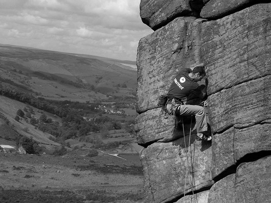Marmot sponsored climber Neil Mawson making easy work of the ‘The File’.  © Marmot UK