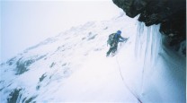 Andy moving out of the ice-cave, 4 pitch "Pantoras Box"