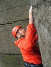 Gaynors first outdoor climb at Stanage