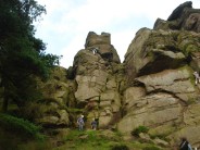 Roy Mooney leading and Dave Radley on Rotunda Butress VS 4c at Roaches - Upper, Saul's Crack
