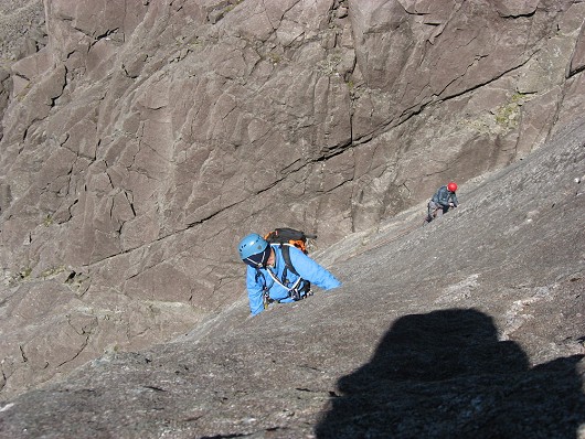 Two leaders both on Arrow Route, Sron na Ciche, Cuillin.  © Ann S