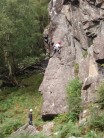 Connor Roe climbing on Resurrection at Polldubh Crags, Glen Nevis