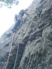Start point of Brown Slabs Arete route