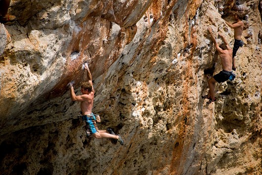 Gus on Afroman (Cova del Diablo), just before the splashdown.  © Paul Phillips - UKC and UKH
